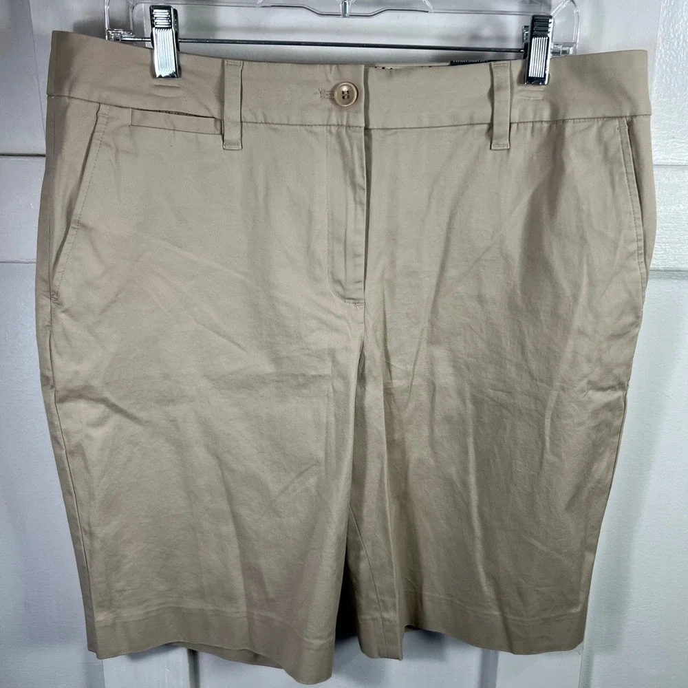 Talbots Perfect Short 10.5 Inseam Khaki Tan Bermuda Chino Shorts Womens 12 NEW